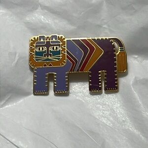 Laurel Burch "Gato" Lion Cat Brooch Multicolor Gold Tone Vintage Collectors